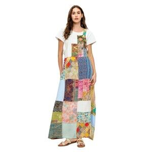 26370 M Yak & Yeti Maxi Dress Overall Floral Patchwork Various Sizes